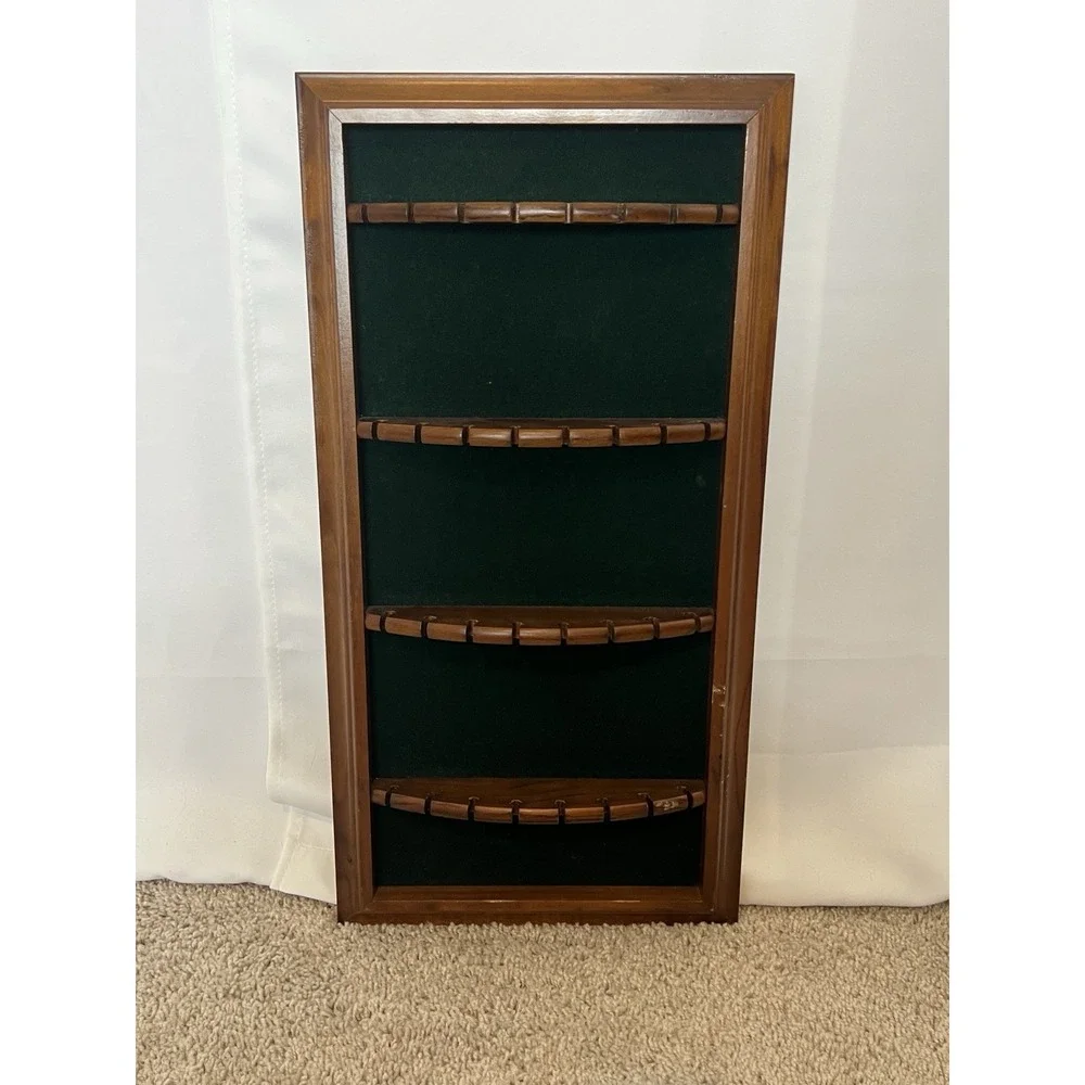 Vintage Spoon Collection Wall Hanging Display, Green Velvet Background